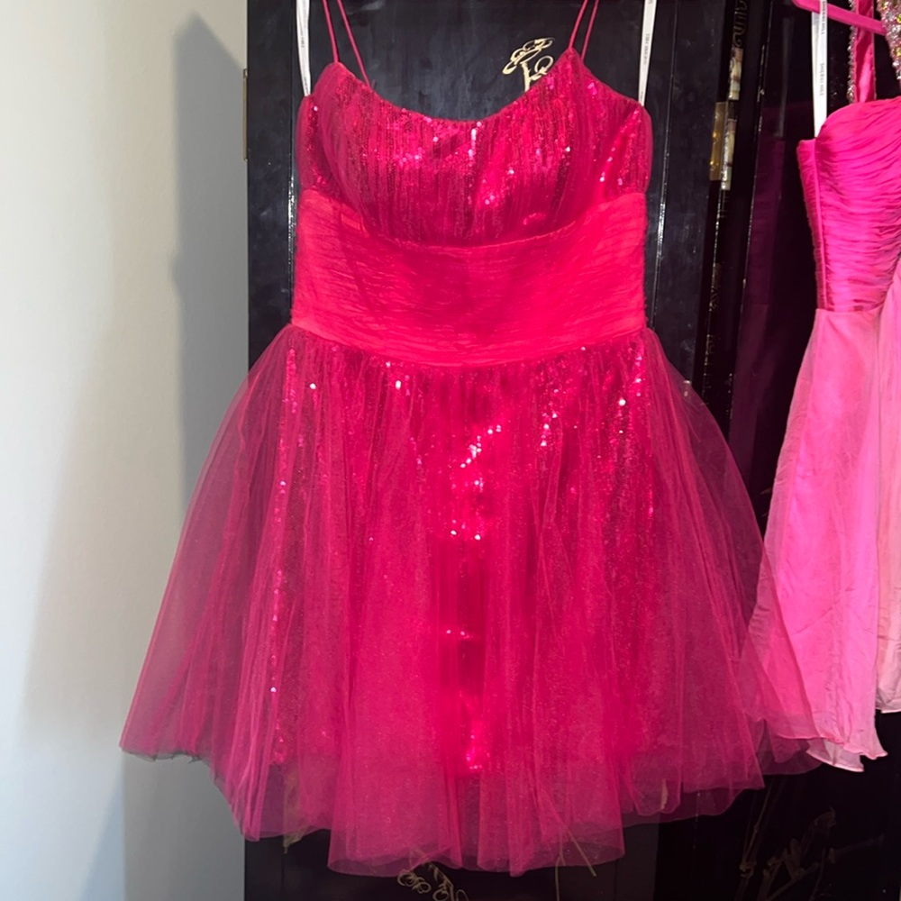 Barbie Pink Sparkly Glitter CocktailDress PromFormal Summer Birthday Sherri Hill